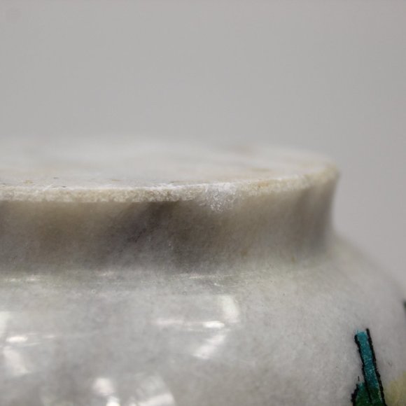 Vintage Marble Vase with Hand Etched Painted Floral Design - Picture 7 of 7